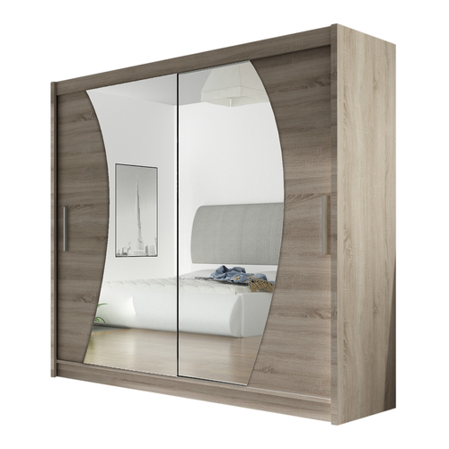 Szafa przesuwna Bega IX z lustrem 180cm - pojemna garderoba - TRUFLA na Arena.pl