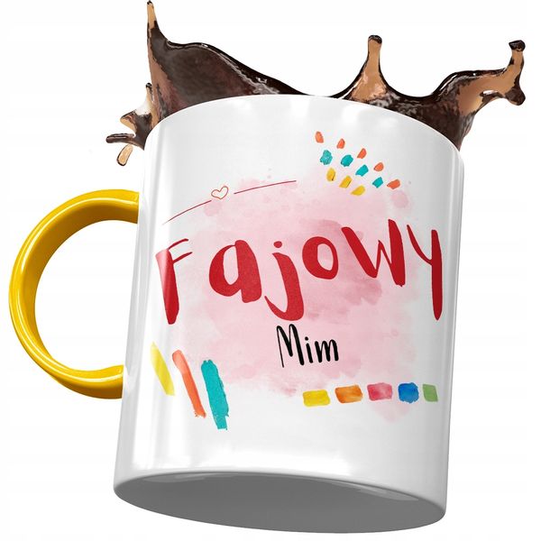 Kubek Żółty Dla Mima Fajowy Mim Prezent Z Nadrukiem Ze Zdjęciem zdjęcie 1