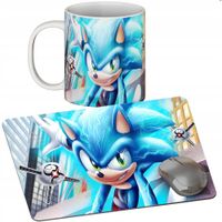 ZESTAW KUBEK + PODKŁADKA - SONIC - PREZENT WIELE WZORÓW + IMIĘ