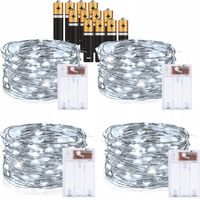 4szt X LAMPKI LED DRUCIKI 10M 100LED NA BATERIE MIKRO ŚWIATEŁKA ZIMNY BIAŁY