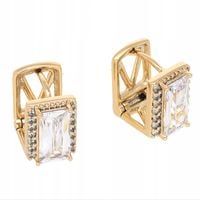 Kolczyki pozłacane z dużą białą cyrkonią 11×8 mm