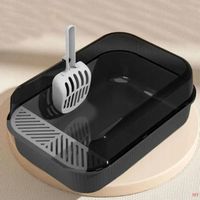 Kuweta Toaleta Dla Kota Z Łopatką Na Żwirek Z Ramką Otwarta Szara K07B