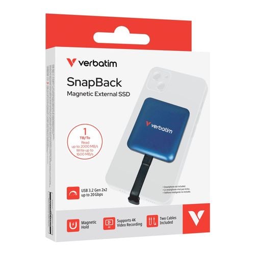 Dysk SSD zewnętrzny Verbatim SnapBack 1TB USB-C 3.2 Gen 2x2 niebieski na Arena.pl