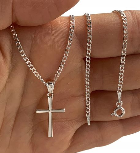 SREBRNY ŁAŃCUSZEK PANCERKA I KRZYŻYK ZESTAW IDEALNY NA PREZENT na Arena.pl