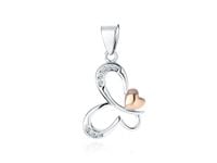 RODOWANY SREBRNY WISIOREK MOTYL BUTTERFLY CYRKONIE