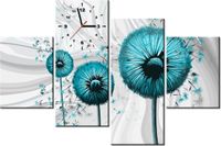 120CM 80CM ZEGAR 4 ELEM TURKUSOWE DMUCHAWCE 3 OBRAZ ŚCIENNY
