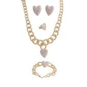 komplet, kolia , grube ogniwa, zawieszki serca 57