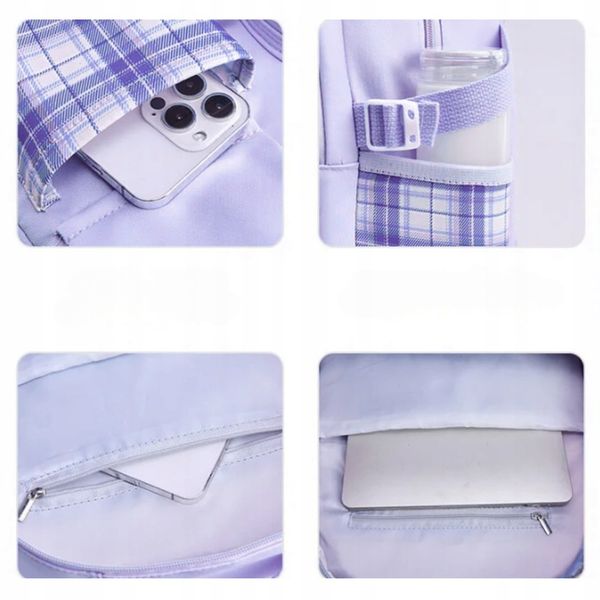 PLECAK SZKOLNY TORNISTER MŁODZIEŻ W KRATĘ POJEMNY DUŻY DO SZKOŁY KL. 4-6 zdjęcie 6