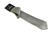 Wąski modny krawat kolor POPIELATO-SREBRNY + poszetka