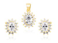 Delikatny pozłacany srebrny komplet markizy białe cyrkonie srebro 925 Z1102KG_W