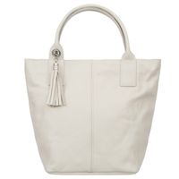 VERA PELLE torebka skórzana shopper z długimi rączkami V619 kremowa