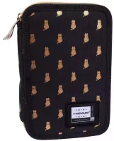 Piórnik bez wyposażenia dla dziecka na przybory szkolne czarny w złote koty