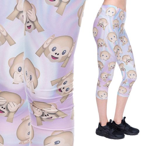 Legginsy 3/4 fullprint EMOJI MONKEYS na Arena.pl