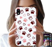 ETUI DO SAMSUNG A10 - PSIE ŁAPKI NA BIAŁYM TLE, PIES, KOT, MIŚ