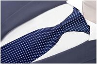 ŻAKARDOWY Krawat Męski w Groszki GRANATOWY RC49