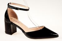 Czółenka sandały na słupku 6 cm. lakierowane pasek czarne Rozmiar obuwia - 40