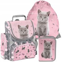 TORNISTER szkolny PASO KOTEK PLECAK - klasa 1-3 -ZESTAW 3 el.