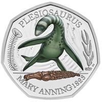 Tales of the Earth: Plesiosaurus kolorowany 50p Srebro 2021 Proof