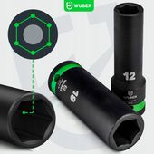 ZESTAW NASADEK UDAROWYCH 20 SZT. 1/2" 6-KĄTNE DŁUGIE KRÓTKIE 10-19MM WUBER
