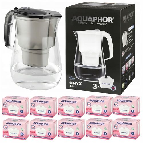Duży Dzbanek Filtrujący Wodę AQUAPHOR ONYX + 10 wkładów magnezowych na Arena.pl