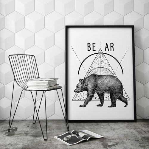 Plakat niedźwiedź geometria dotwork 21x29,7 cm A4 na Arena.pl