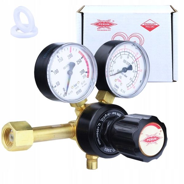 PROFESJONALNY REDUKTOR GAZU AR/CO2 2 MANOMETRY 200 BAR SLIGHT PERUN zdjęcie 1