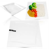 TALERZ OBIADOWY 25CM KWADRATOWY VIVA PORCELANOWY BIAŁY PŁASKI DANIA GŁÓWNE