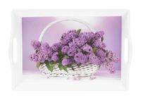 Taca dekoracyjna z melaminy 35,5 x 24 x 4,1 cm wygodne uchwyty wzór kwiaty