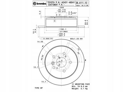 TARCZA HAM TYL 288X10 P BREMBO na Arena.pl