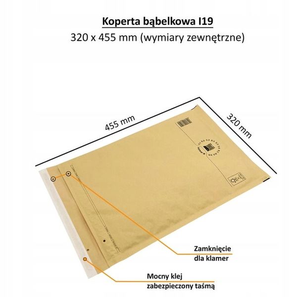 Koperty bąbelkowe I19 450x320 E-Pack BRĄZOWE duże HURT x50 zdjęcie 4