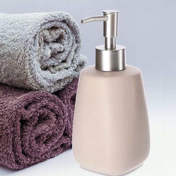 Dozownik Na Mydło Płyn Pojemnik Beżowy 2 x 400ml zdjęcie 4
