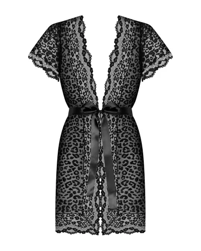 obsessive giully peniuar koronkowy czarny ze wzorem l/xl satynowa wstążka na Arena.pl