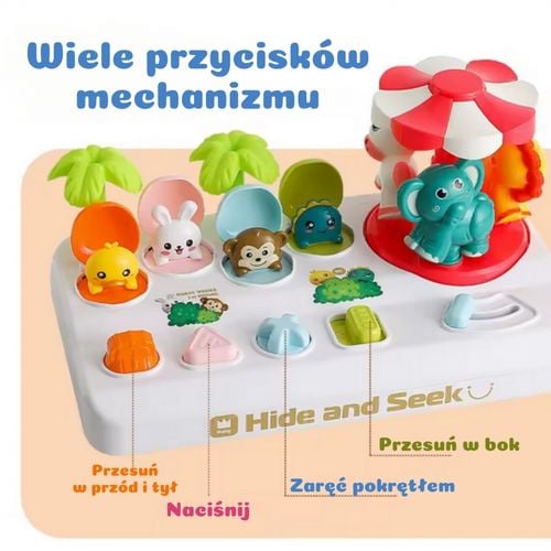 WOOPIE BABY Wyskakujące Zwierzątka Pop Up Karuzela Zabawka Interaktywna na Arena.pl