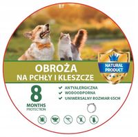 OBROŻA DLA PSA i KOTA NA PCHŁY KLESZCZE 8 MIESIĘCY 65 CM UNIWERSALNA
