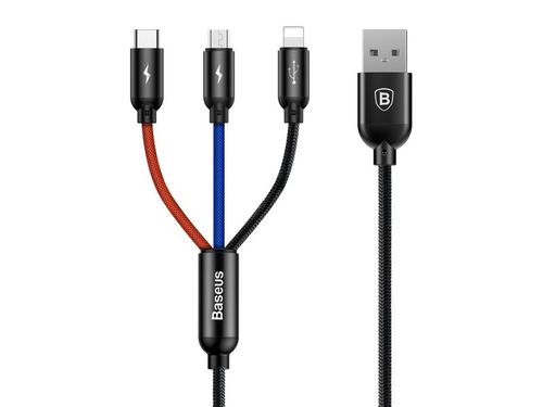 Kabel Baseus 3w1 iPhone micro USB USB-C 3.5A Three Primary 120cm na Arena.pl
