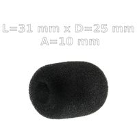 Gąbka owiewka mikrofonu 31x25 mm, śr. wew 10 mm - czarna
