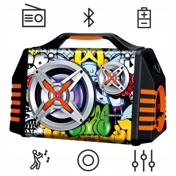 Głośnik Bluetooth Przenośny Karaoke Mikrofon Manta Helios 2 USB, AUX, FM 8h zdjęcie 5