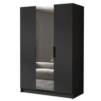 Szafa CALPE II 150 cm z lustrem-pojemna garderoba-CZARNY+CZARNY