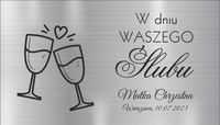 Grawerowana tabliczka z dedykacją życzeniami napis