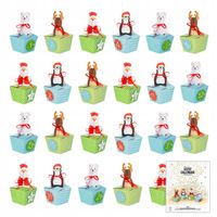 Kalendarz adwentowy Domki Mikołaj Renifer Bałwan Boże Narodzenie DIY 24szt