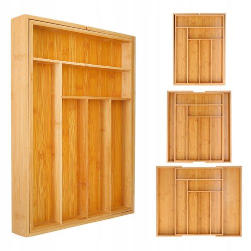 WKŁAD DO SZUFLADY na sztućce bambusowy rozsuwany regulowany organizer 52x43 na Arena.pl