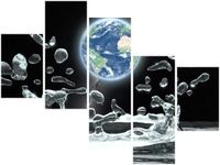 100 75CM OBRAZ 5 ELEM ŚWIATOWY PLUSK ŚCIENNY