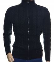 Ciepły wełniany sweter męski na zamek rozpinany szetland z wełny M czarny