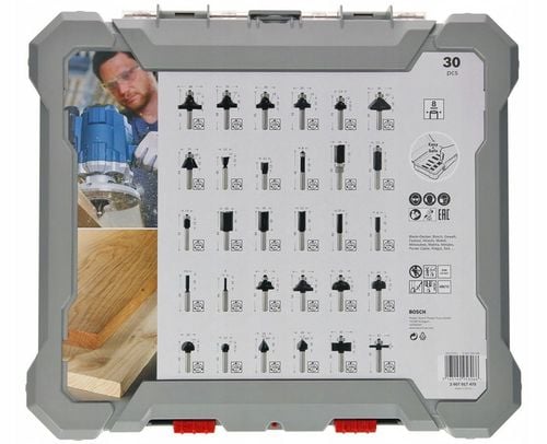 BOSCH ZESTAW 30 FREZÓW DO DREWNA chwyt 8mm na Arena.pl