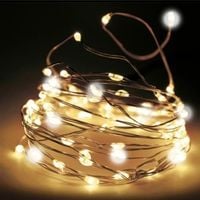 LAMPKI LED NA DRUCIKU 50 DIOD BIAŁE CIEPŁE baterie ŚWIATEŁKA