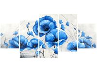 70CM 150CM OBRAZ 5 ELEM NIEBIESKIE MAKI ŚCIENNY