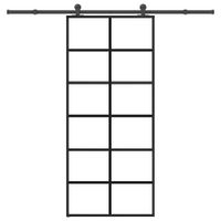 Drzwi przesuwne z osprzętem, 90x205 cm, szkło ESG i aluminium