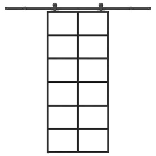 Drzwi przesuwne z osprzętem, 90x205 cm, szkło ESG i aluminium na Arena.pl