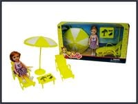 lalka 12cm z leżakiem i parasolem