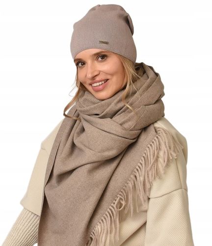 Jesienna CZAPKA damska nakrycie głowy polski producent latte gładka V3 na Arena.pl